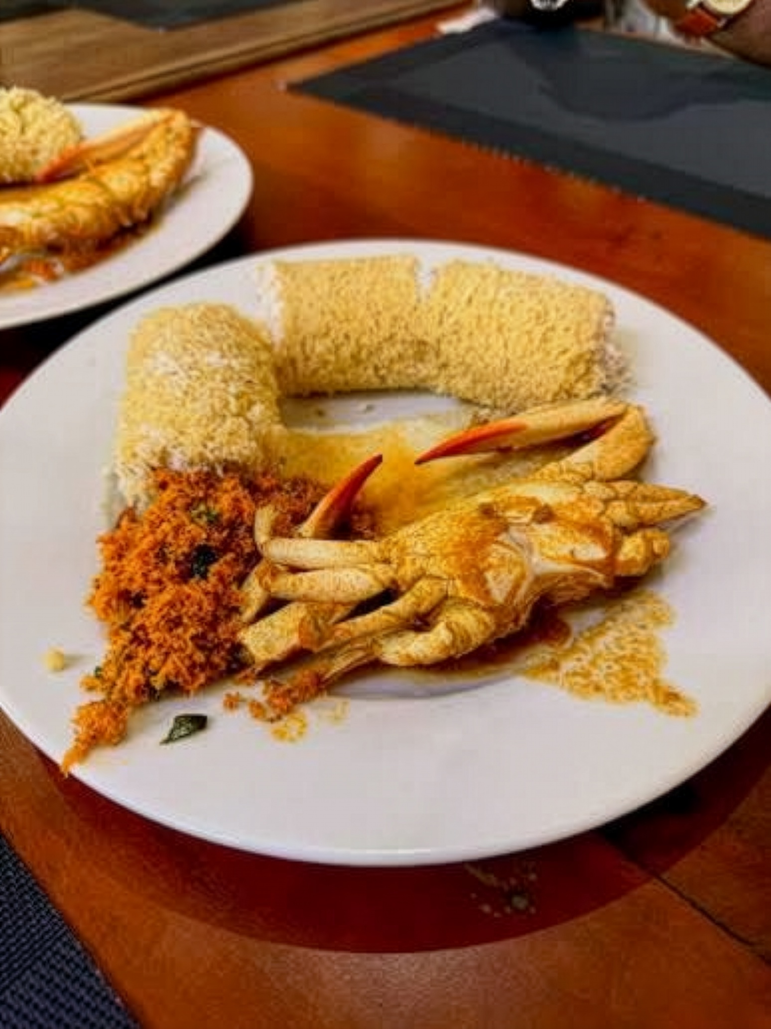 Crab puttu served on board